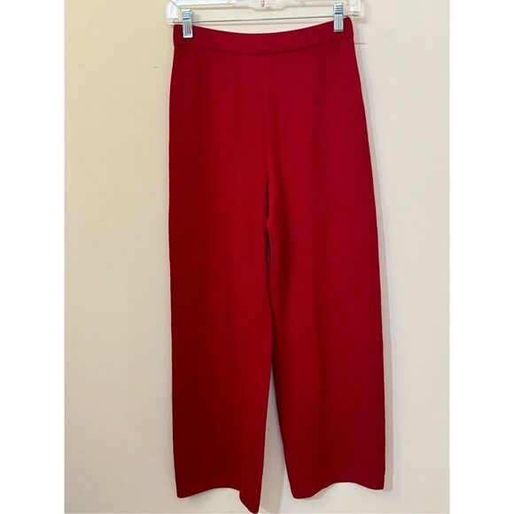 St John Santana Knit Red Wide Leg Pull On Pants 2 - Picture 1 of 5